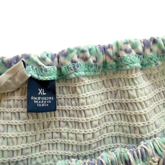 Cabana Life Blue and Green Off-shoulder Top with Tassel Hem - Picture 5 of 10